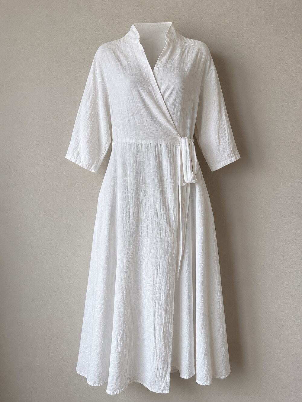 White Linen Cotton Wrap Maxi Dress Pockets Coastal Vacation Resort Plus Size 2XL